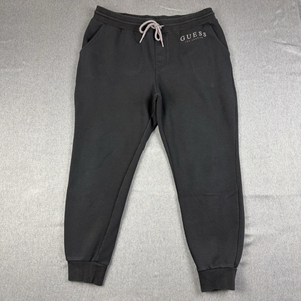 Guess Mens Jogger Sweatpants Size Large Black Comfort Drawstring Tapered Leg